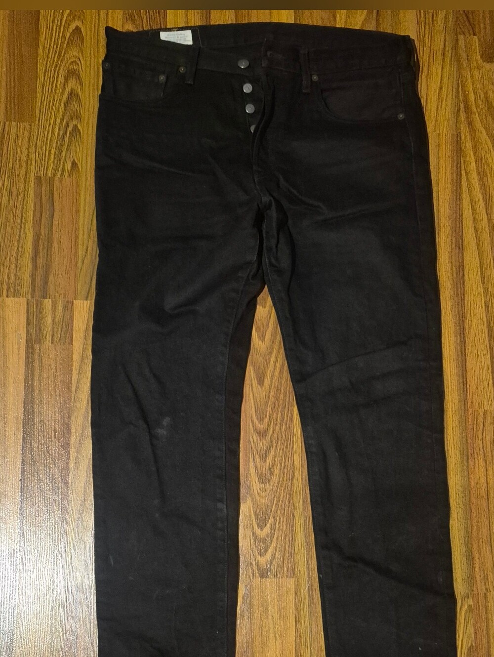 Classic 501 Levi's Slim Straight Black Jeans with Button-Fly